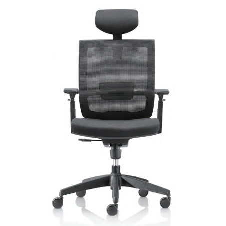 Front view of the WM T04 Highback ergonomic office chair in all black