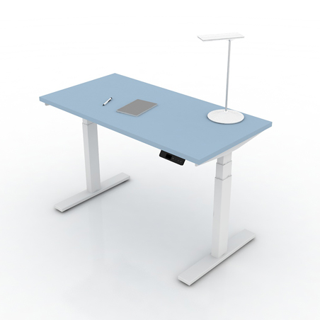 9am-pesk-smart-electric-height-adjustable-table-blue-top-white-frame-frontview