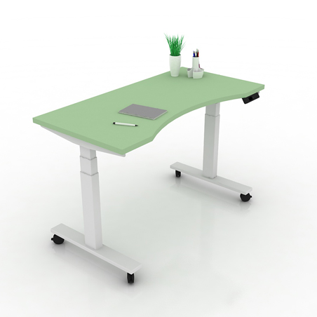 9am-pesk-smart-electric-height-adjustable-table-enamel-curve-top-white-frame-with-castor-frontview