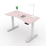 9am-pesk-smart-electric-height-adjustable-table-just-rose-curve-top-white-frame-frontview