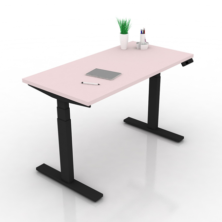 9am-pesk-smart-electric-height-adjustable-table-just-rose-top-black-frame-frontview
