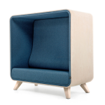 angled view dark blue box sofa