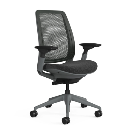 A three-quarter view of the grey Steelcase Series 2 Airback office chair