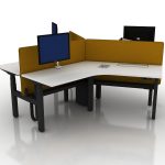 120° Height Adjustable Table - Office Table SG - Workstation Table - 3 Seater