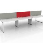SQO Workstations - Office Table SG - 4 Seater - Grey & Red